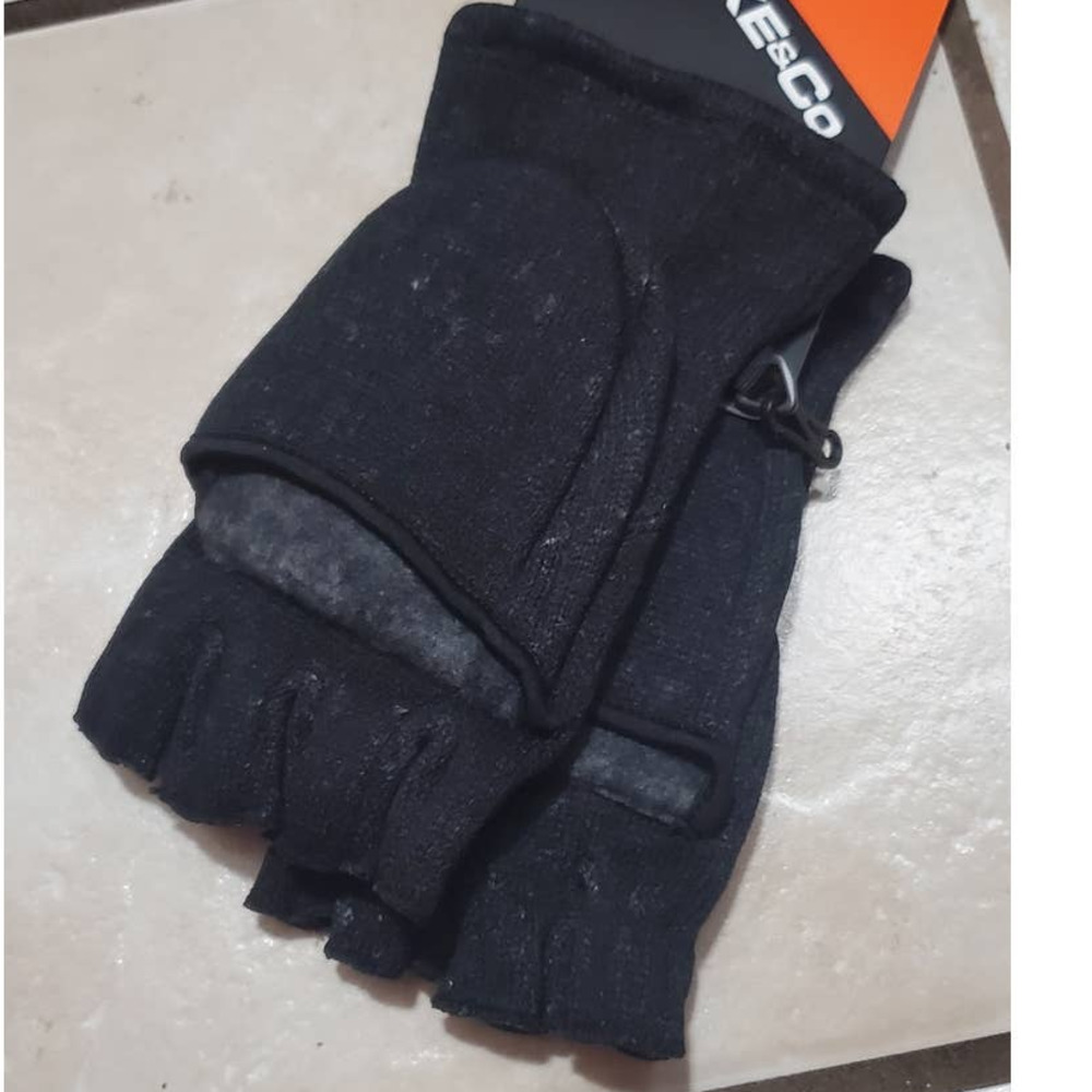 Hawke & Co Unisex Charcoal 5 Finger Convertible Winter Mittens Gloves Men's L/XL